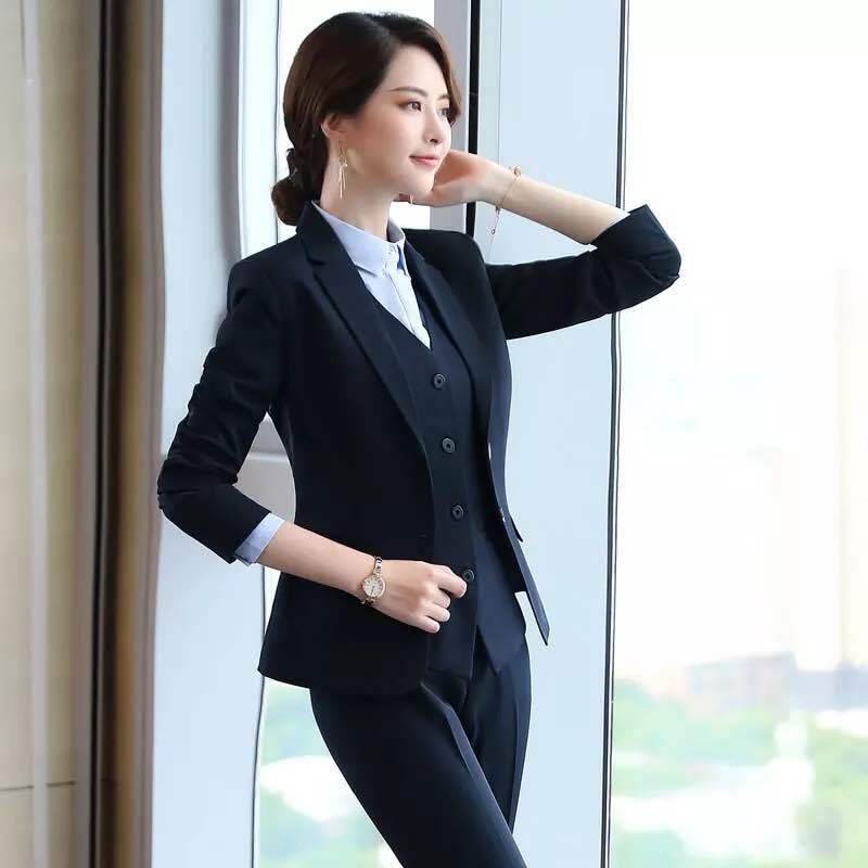 Set Áo Vest + Áo Khoác + Quần Dài Thời Trang Nữ