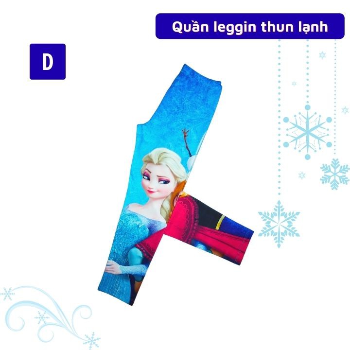 Quần leggin bé gái đẹp hình Elsa từ 23-45kg - quần legging -thun lạnh - Tomchuakids