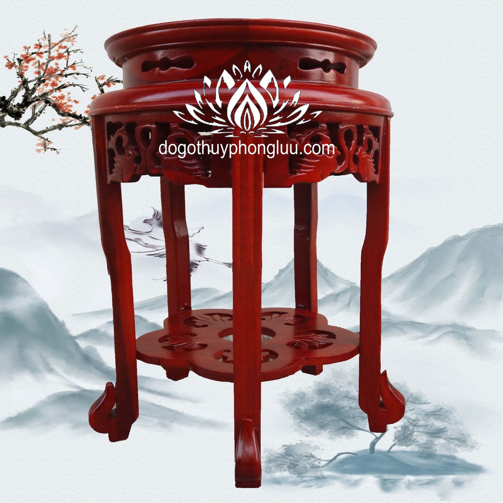 Đôn phượng gỗ gụ, Đế phượng tròn gỗ gụ mặt 35cm cao 50,60,70,80