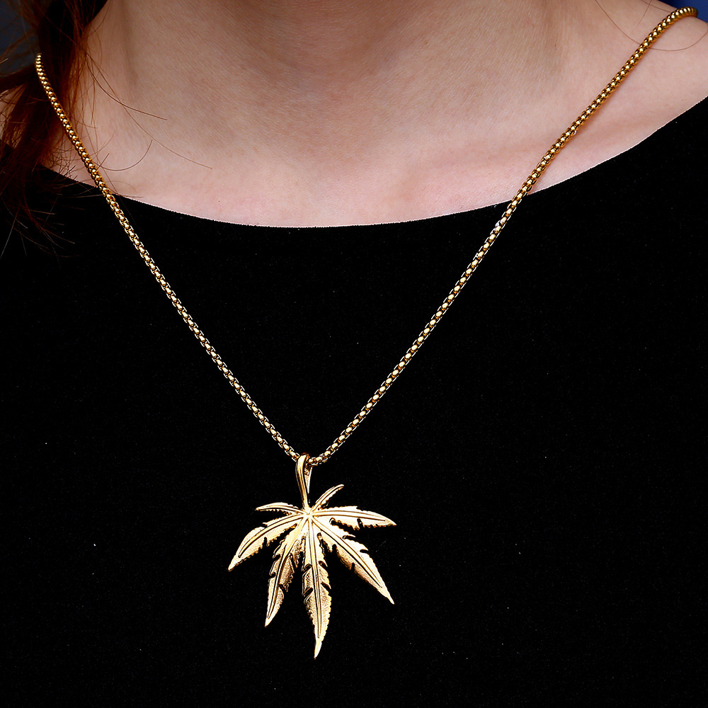 vòng cổ Kim Loại Mặt Hình Lá Phong Thời Trang Cho Nam