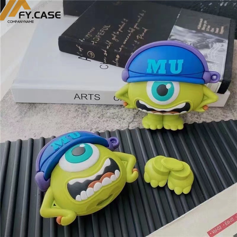 Vỏ Bảo Vệ Hộp Sạc Tai Nghe Bluetooth Không Dây AirPods 1 2 3 Pro Bằng Silicon Mềm Chống Sốc Hình Quái Vật Mắt To