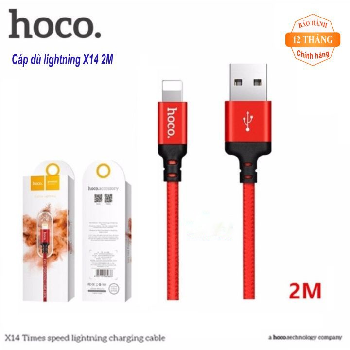 Cáp sạc lightning Hoco X14 2 Mét Chất Lượng Cao ✓Bảo Hành 12 Tháng