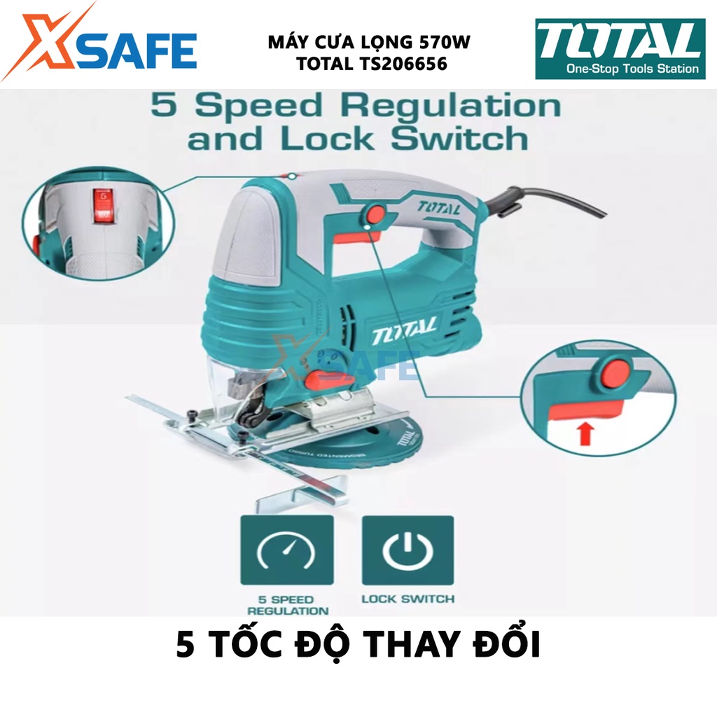Máy cưa lọng TOTAL TS206656 570W công suất 570W, tốc độ không tải 800-3000v/p, 4 chức năng lắc/nhịp - chính hãng