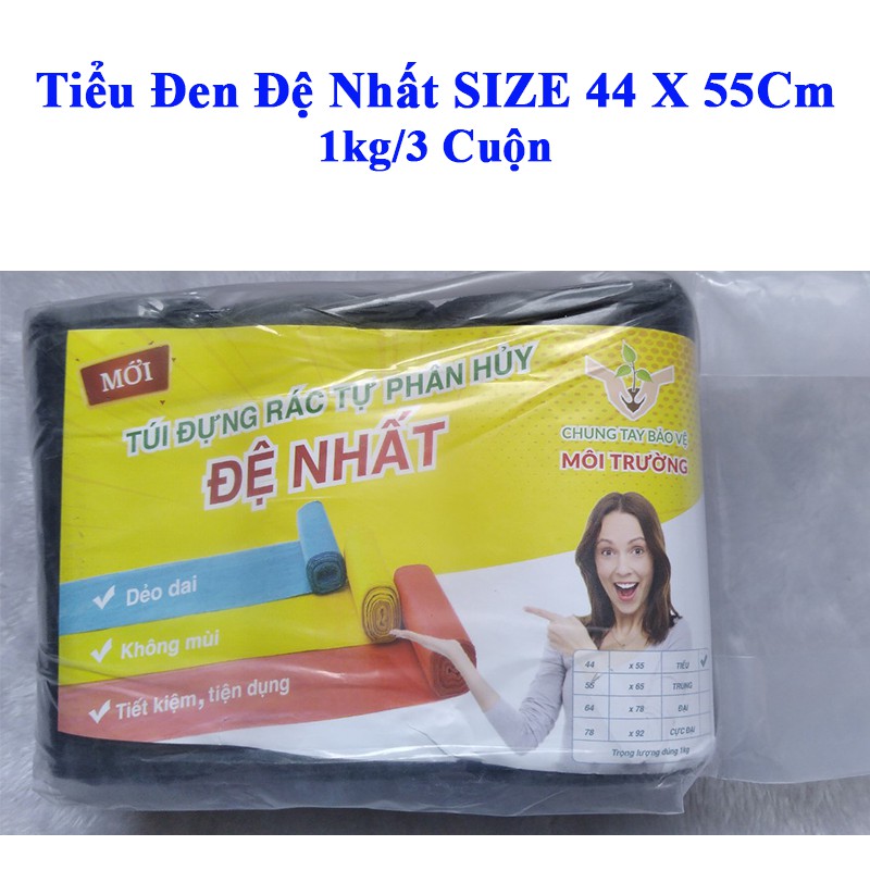 Túi cuộn Đựng Rác Tự Phân Hủy Đệ Nhất - Bảo vệ môi trường, Giá thành siêu rẻ, siêu tiết kiệm - Túi 1kg 3 cuộn