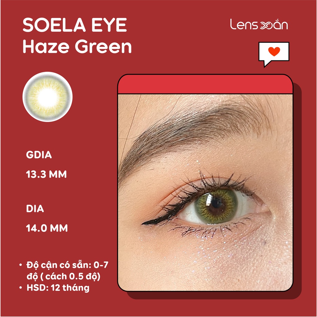 KÍNH ÁP TRÒNG SOELA EYE HAZE GREEN CỦA ISHA : Lens xanh khói tự nhiên  | Lens Xoắn (GIÁ 1 CHIẾC, ĐỌC LƯU Ý KHI ĐẶT)