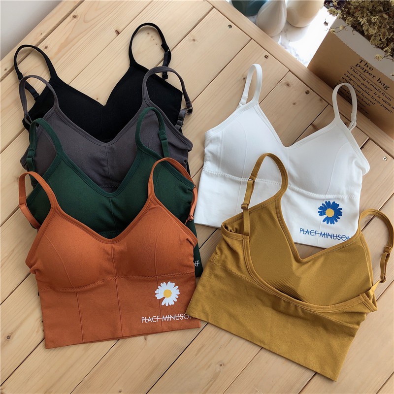 Bra tập thể thao, bra cotton, áo ngực bra co giãn hoa cúc AB121