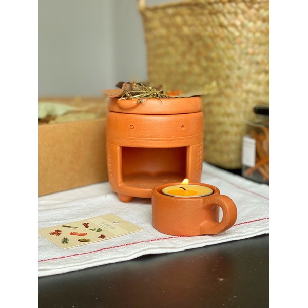 BẾP XÔNG THẢO MỘC - Kèm đĩa nến đất nung