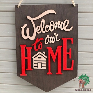 Bảng gỗ trang trí, bảng gỗ decor treo phòng Welcome to our home