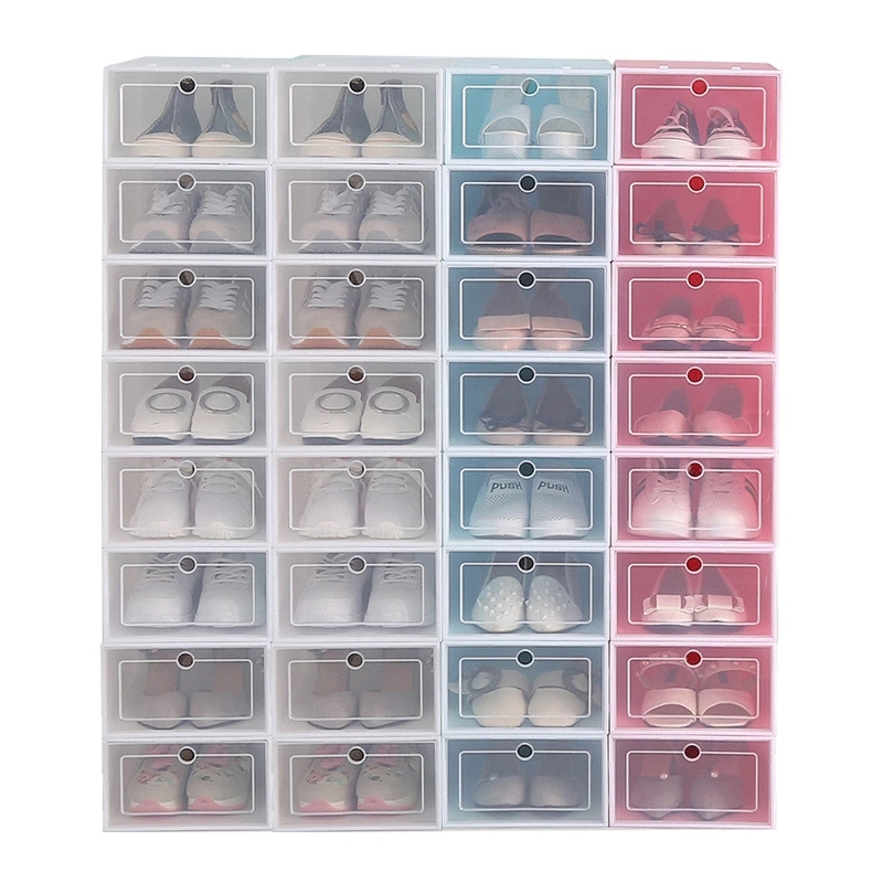 1PC Clear Foldable Shoe Storage Boxes / Plastic Stackable Separated Organizer Boxes / Household Shoe Display Organizer