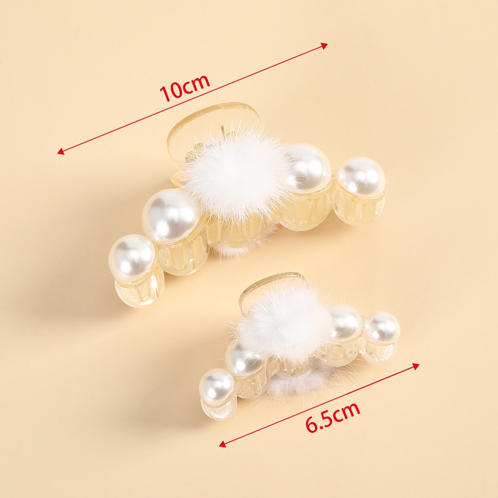 Kẹp tóc HAIMEIKANG đính hạt ngọc trai và quả bóng lông đơn giản thời trang