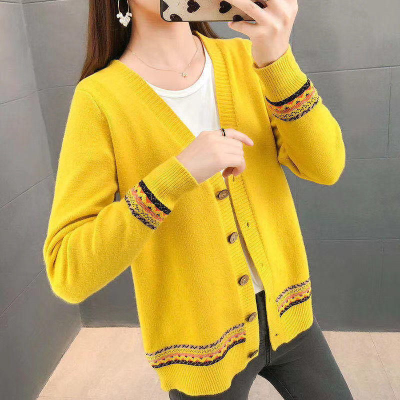 Áo Khoác Cardigan Tay Dài Cổ Chữ V Dáng Rộng Thời Trang Cho Nữ