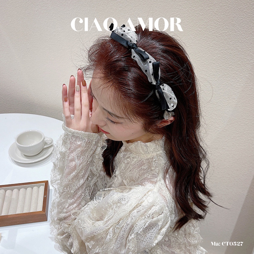 Cài tóc nữ, Băng đô tóc nữ lưới thắt dễ thương Phụ kiện tóc Ciao Amor - CT0527