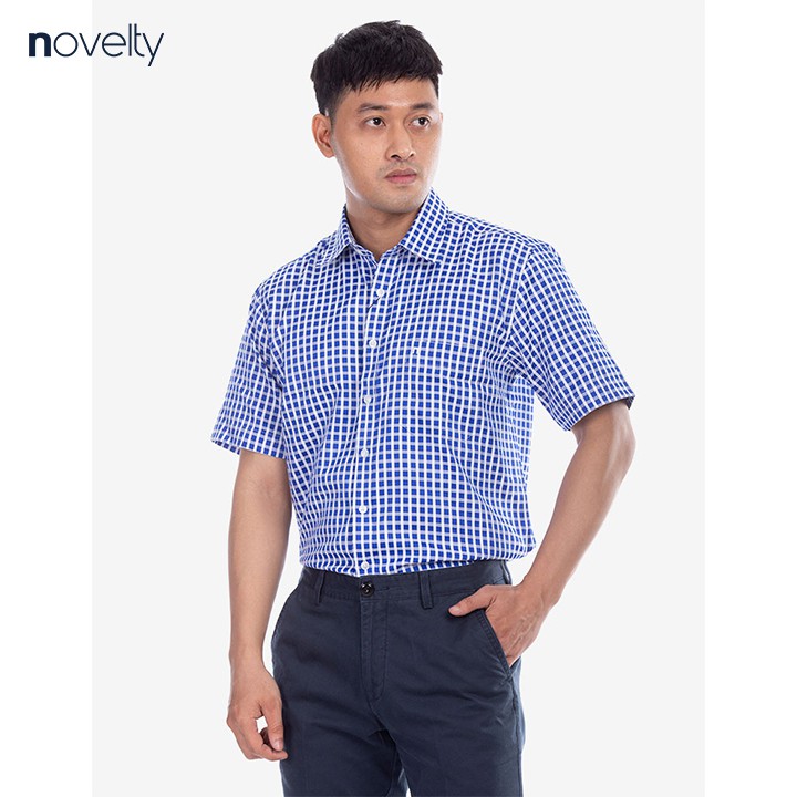 [Mã FAMALLT5 giảm 15% đơn 150K] Áo sơ mi nam ngắn tay Novelty kẻ caro nhỏ NSMMCNMTCB180404N | BigBuy360 - bigbuy360.vn