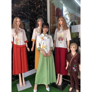 ĐỒ LAM ĐI CHÙA # SẨM LỤA VẼ QUẦN VÝ