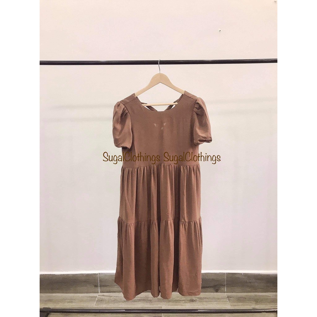 [Kèm Video SP] Váy Nữ BABY DOLL Dáng Xòe Tay Bồng Phối Dây Nơ Sau Cổ Kiểu Dáng Trẻ Trung Thời Trang Sugal VAY NU 028