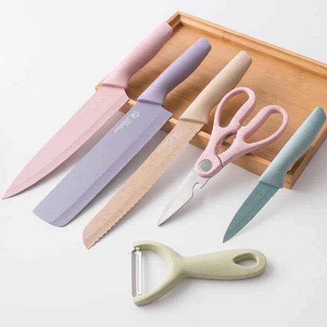 ( Kháng Khuẩn ) Bộ Dao Nhà Bếp 6 món cực xinh