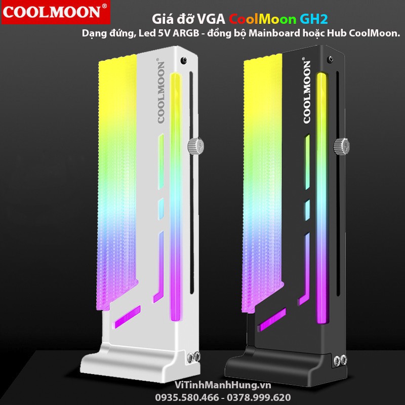 Giá đỡ VGA CoolMoon GH2, dạng đứng, Led 5V ARGB - đồng bộ Mainboard hoặc Hub CoolMoon. | WebRaoVat - webraovat.net.vn