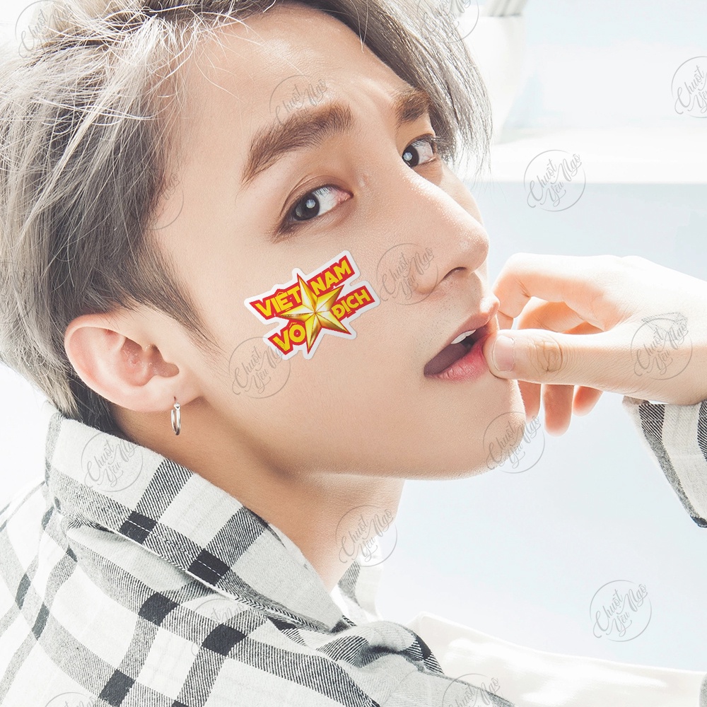 Bộ 15 sticker DÁN MÁ cổ động bóng đá Việt Nam vô địch đá bóng cờ đỏ sao vàng trang trí xe tem decal