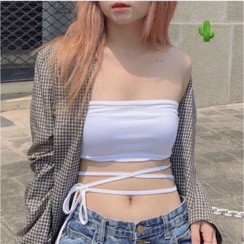 Áo ống dây quấn eo chất thun Borip hàng y hình kèm ảnh thật chính chủ ( free sire từ 40-53kg)