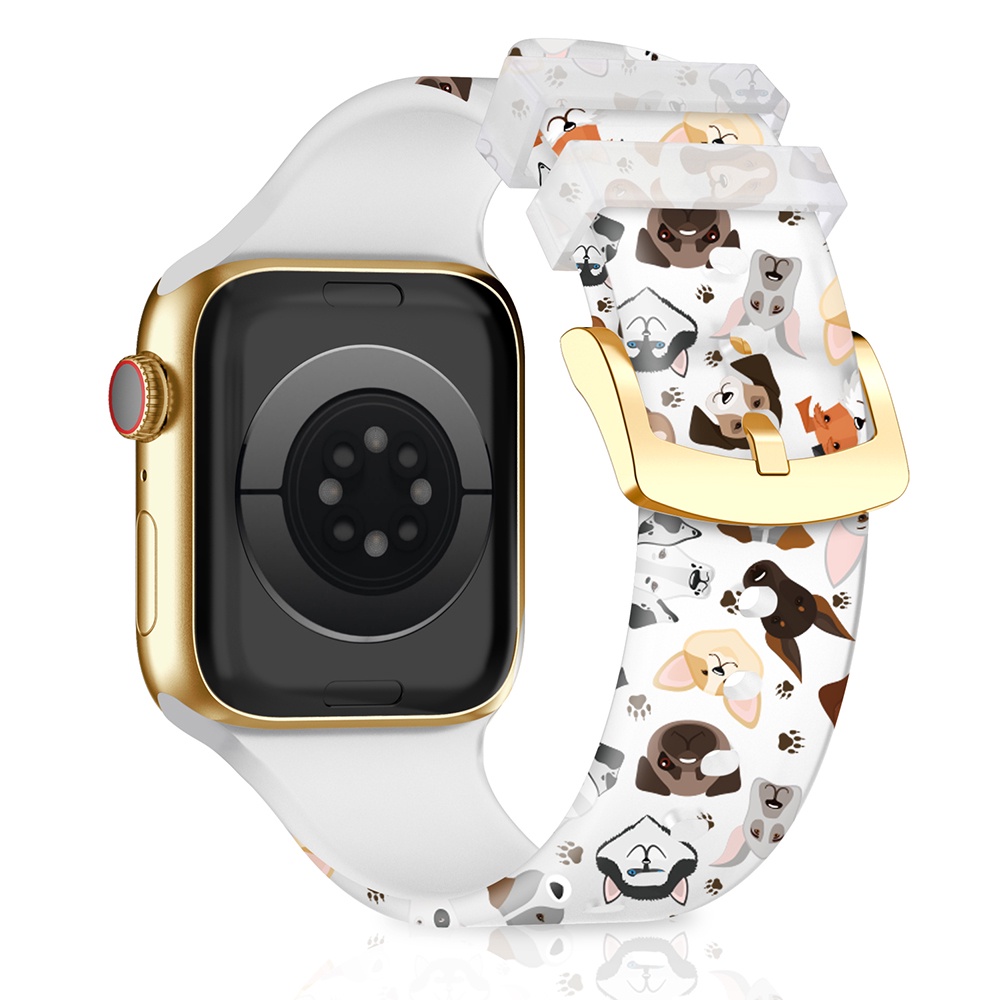 Dây Đeo Silicon Trong Suốt Họa Tiết Cẩm Thạch / Hồng Hạc Cho iWatch 38 40 41 42 44 45mm 8 7 6 SE 5 4 3 2 1