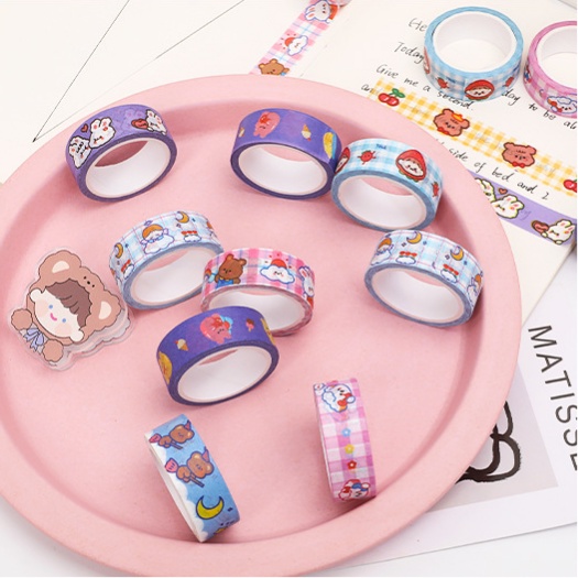 Cuộn Băng Keo Họa Tiết Hoạt Hình Nhiều Màu Dễ Thương 1.5cm*5m