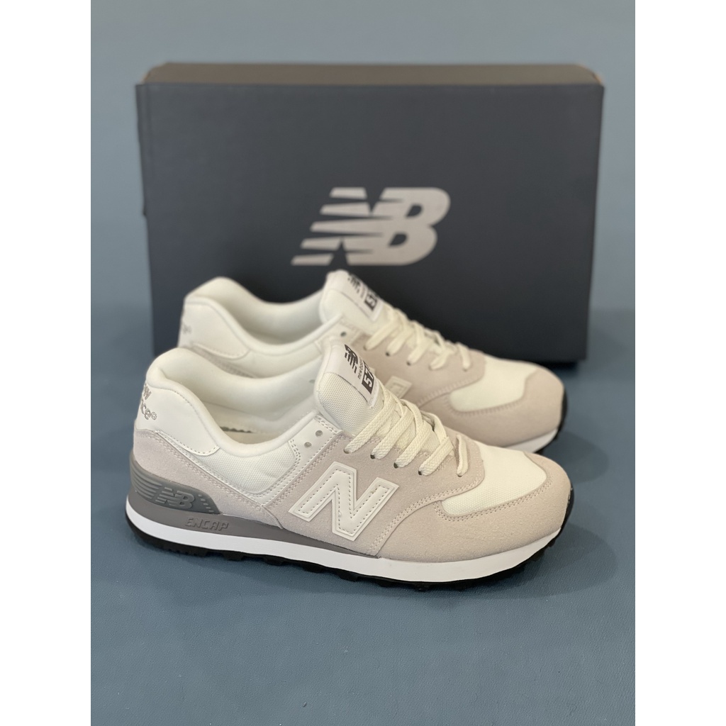 Giày Sneaker NB 574 Xám Be Fullbox, Giày thể thao nb 574 xám cổ thấp dày dặn, chắc tay, cực kì êm chân