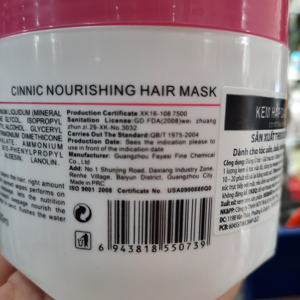 Kem ủ tóc, hấp dầu và xả tóc Cinnic hồng (500ml)