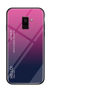 Tempered Glass Case For Samsung Galaxy A8 2018 Luxury Gradient Back Cover
