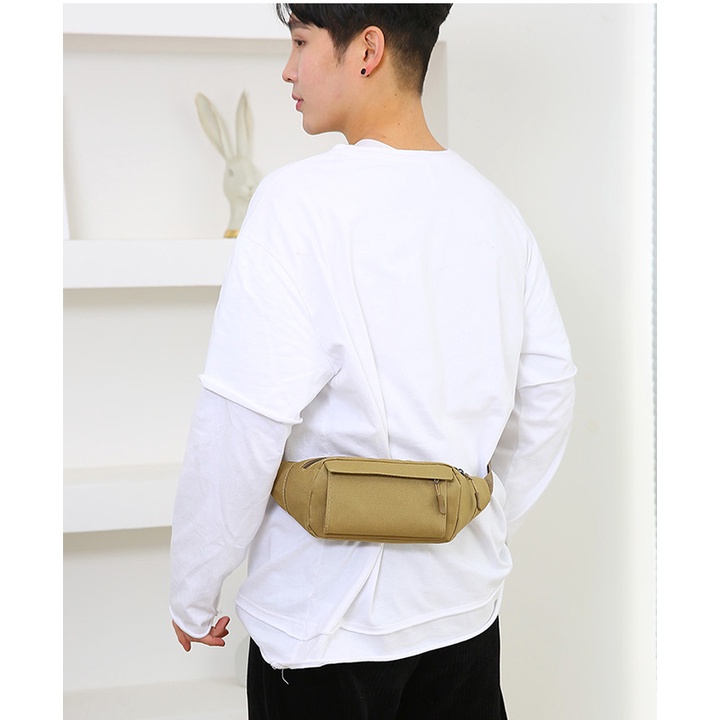 Túi đeo bụng nam, nữ vải bố chống thấm nước cao cấp size 20cm TUI-35