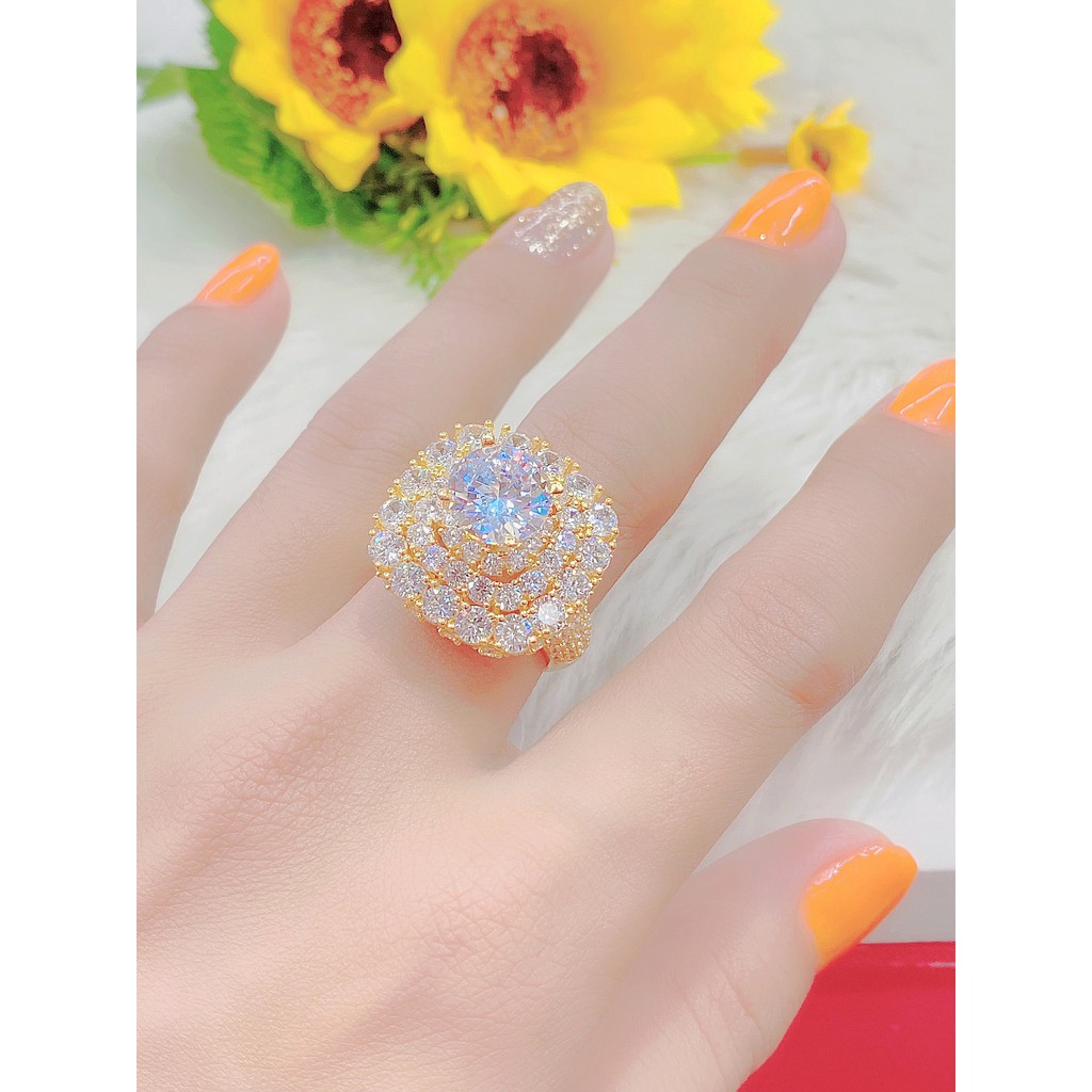 Nhẫn nữ UHA mạ vàng 18k đính đá CZ N534 - Trang Sức UHA