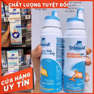 Xịt Muối Biển Sterima, Xịt Mũi Cá Heo 100ml Cho Bé - Mẫu Mới Đầu Bọc Silicon [DATE MỚI]