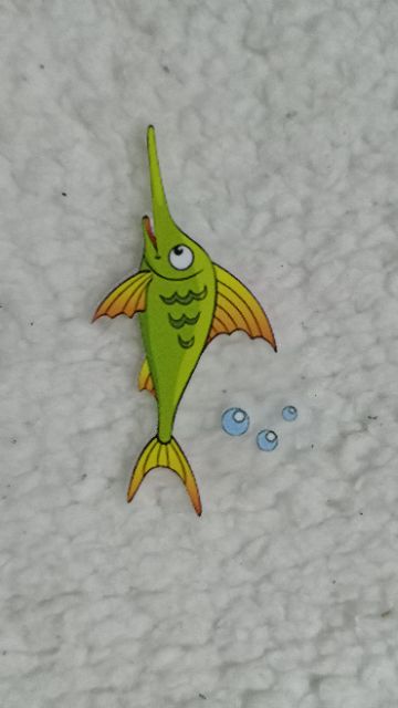 Sticker ủi lên vải hình con cá kiếm cute kt 8*4