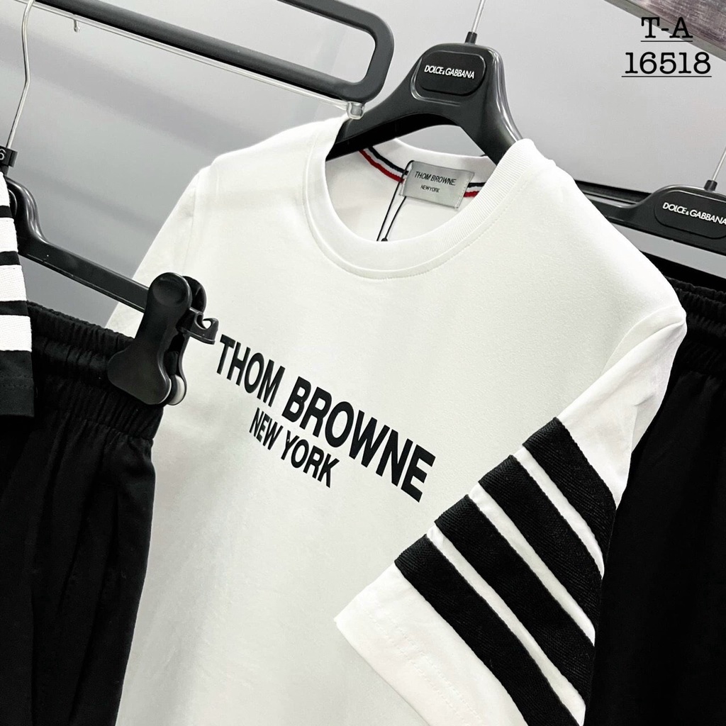 Bộ Thể Thao Nam Thom Browne Sọc Tay, Đồ Bộ Nam Chất Thun Cotton Cao Cấp