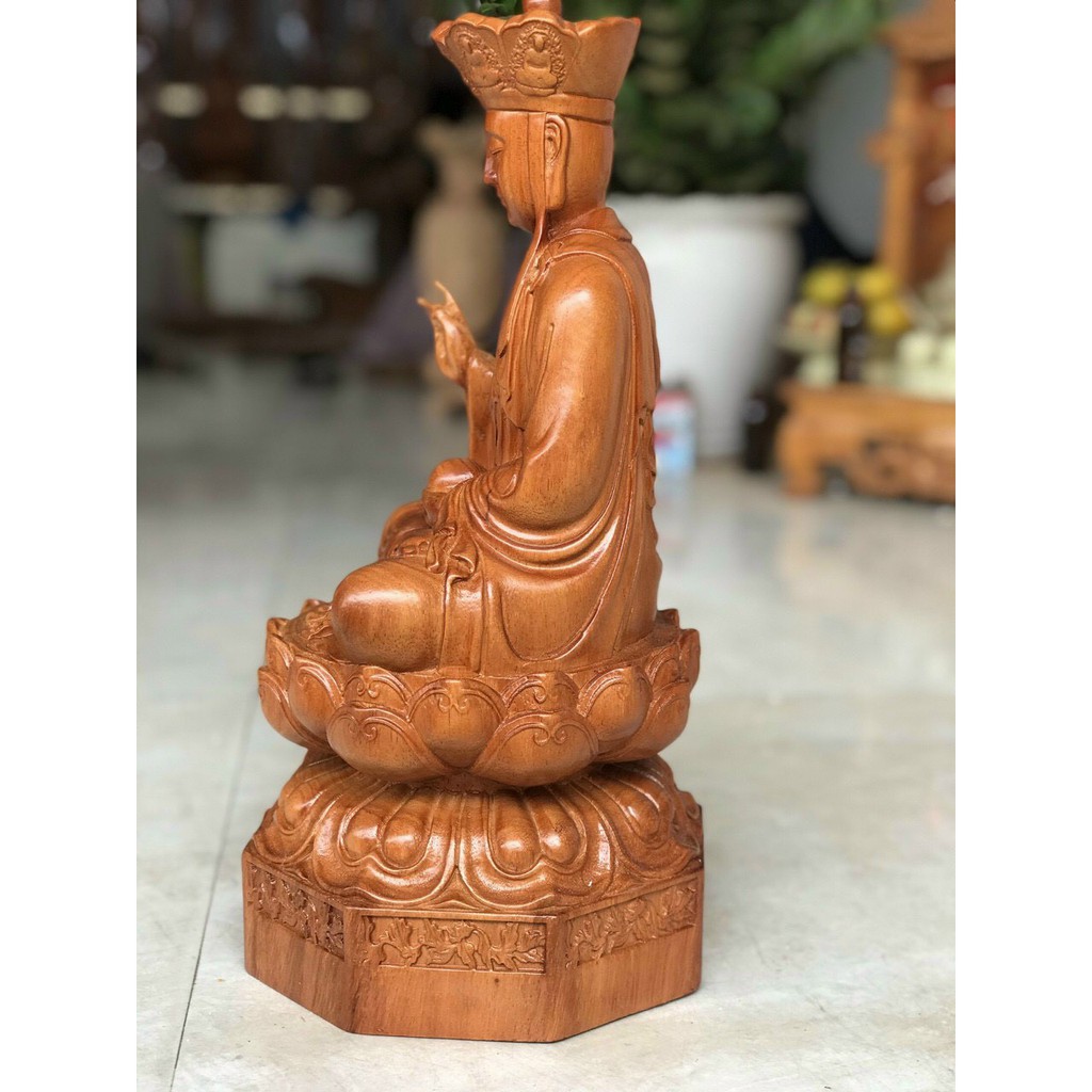 Tượng phật Địa Tạng Vương Bồ Tát bằng gỗ hương cao 30 cm