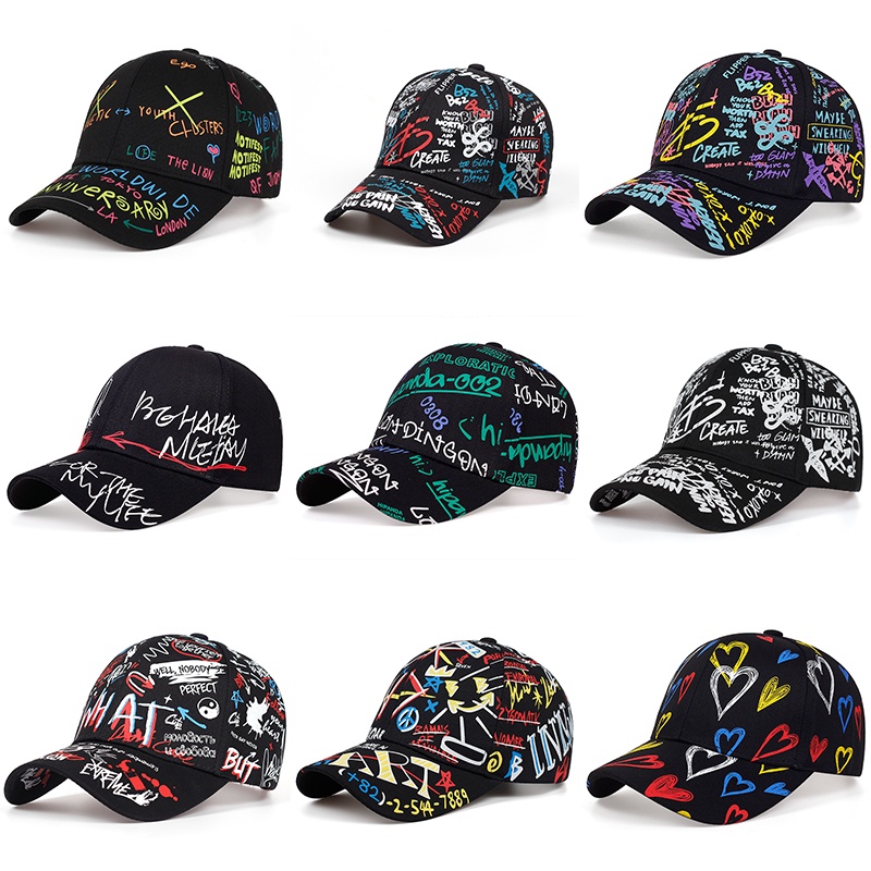 Mũ Lưỡi Trai Cotton In Họa Tiết Graffiti Thời Trang Cho Nam Nữ