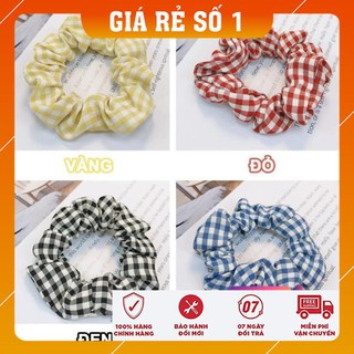 [FREESHIP - HÀNG LOAI 1] Cột tóc, buộc tóc vải Scrunchies Caro mini