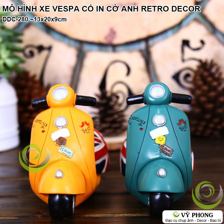 MÔ HÌNH XE VESPA CỔ IN CỜ ANH RETRO VINTAGE DECOR TRANG TRÍ CHỤP HÌNH ĐẠO CỤ CHỤP ẢNH SẢN PHẨM INS DDC-280