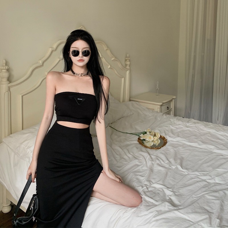 set áo ống váy xẻ cho nàng mê sexy