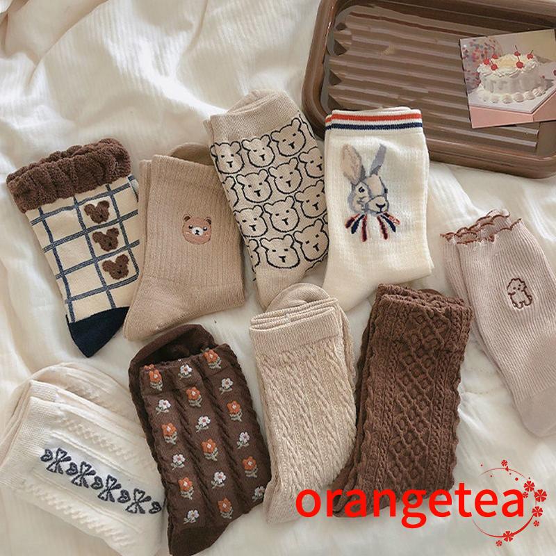 Vớ cổ thuyền họa tiết kẻ ô hình động vật xinh xắn phong cách Vintage xinh xắn cho phái nữ