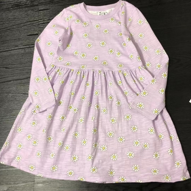 Váy dài tay bé gái KID 1-6 tuổi  Đầm bé gái cotton xuất dư 1121