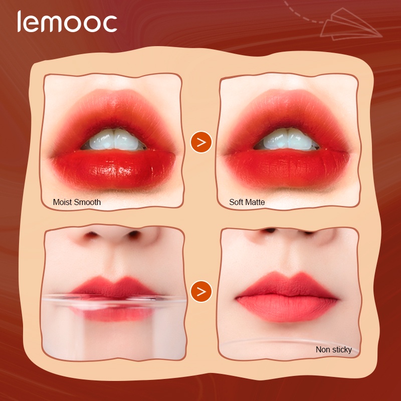 Son Môi Dạng Lỏng Mềm Mịn Không Thấm Nước Lâu Trôi Lemoc
