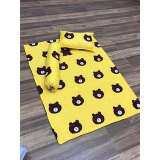 Bộ 5 món chăn, gối ôm, gối nằm (vỏ + ruột) cho bé đi học mẫu GẤU VÀNG - Có bán lẻ gối ôm, chăn, gối nằm, vỏ gối trẻ em