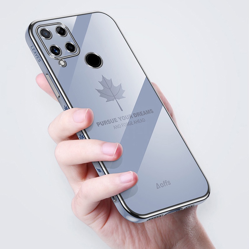 Ốp Điện Thoại Viền Vuông Họa Tiết Lá Phong 6D Cho Oppo Realme C35 C33 C31 C30 C30S Narzo 50 50i 50A Prime 30A 20