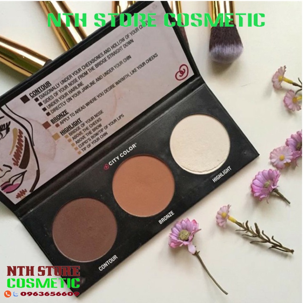 Tạo Khối City Color 3 ô Contour Effects 100g Chính Hãng US Chuyên dùng makeup