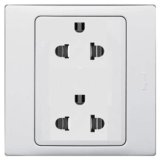 Ổ cắm đôi 3 cực chuẩn Âu-Mỹ 16A 2P+E - 250V~, màu trắng