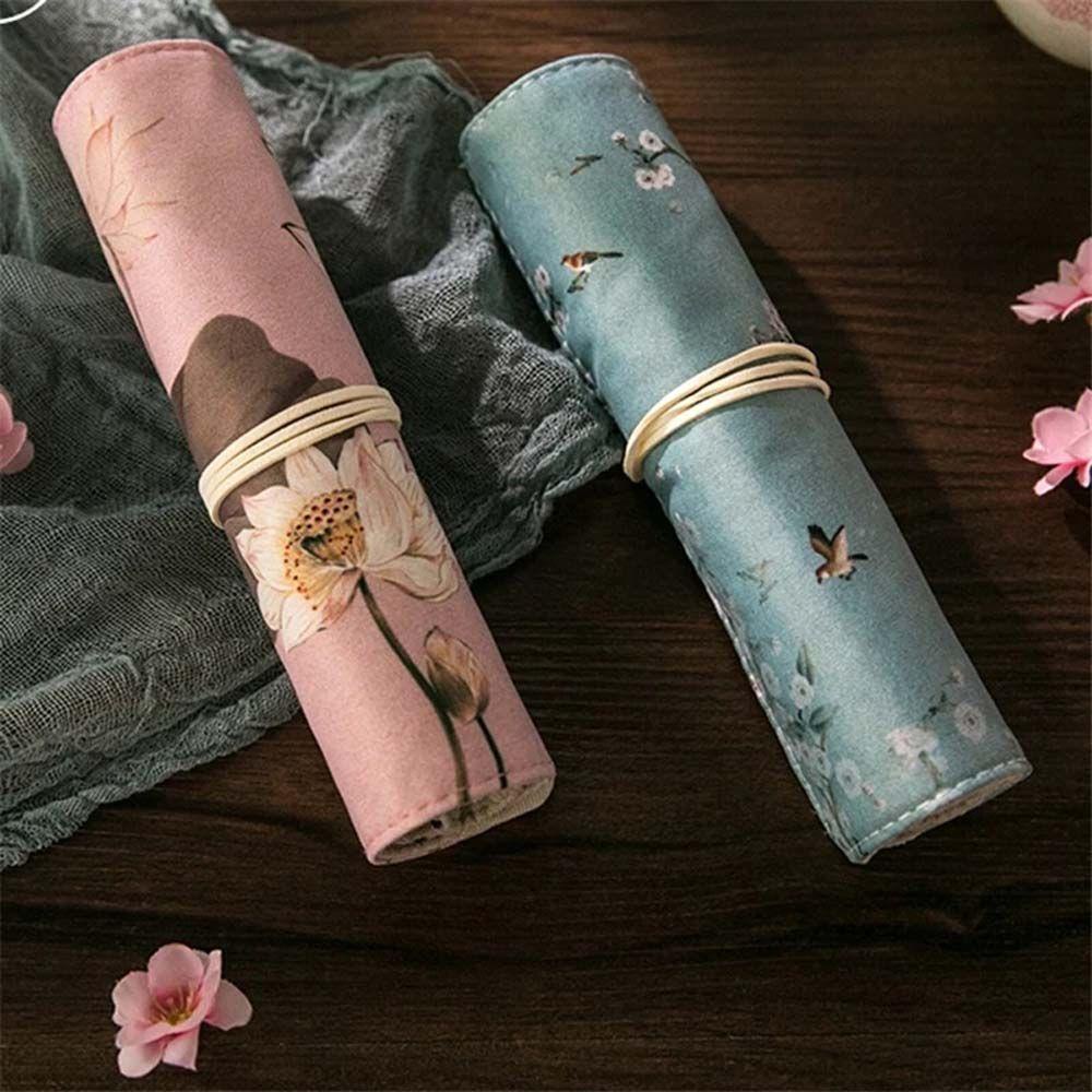 Túi Đựng Bút Hình Hoa Sen / Chim Hạc / Lá Sen Phong Cách Trung Hoa Cổ Điển Xinh Xắn