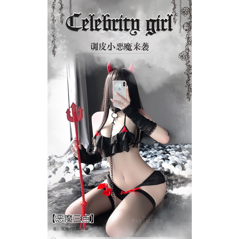 Đồ Lót Xuyên Thấu Gợi Cảm Tiểu Quỷ Bé Nhỏ Kèm Băng Đô 1783 [CWEAR.SEXY_ĐỒ NGỦ &amp; NỘI Y CAO CẤP]