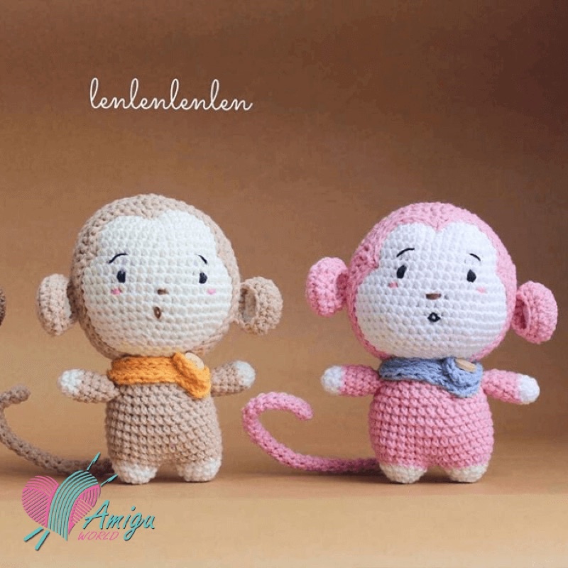 Con Khỉ Nhồi Bông Bằng Len Làm Móc Khoá Quà Tặng - Thú Bông Len Handmade Đan Móc Thủ Công Bằng Tay