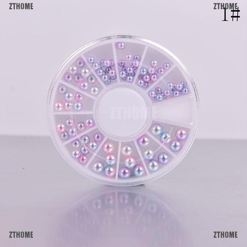ZTHOME Mix Size Pearl Flat Back Mermaid Gradient Bead Wheel Nail Art 3D Tips Decoration