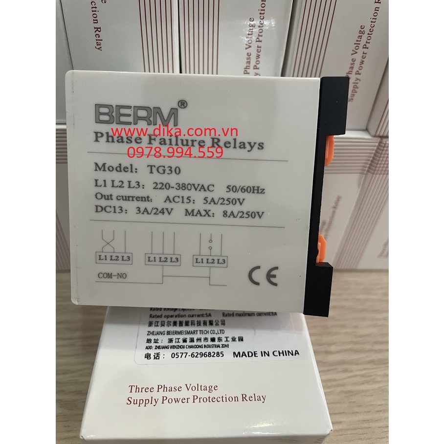 Rơle bảo vệ mất pha, đảo pha Berm TG30